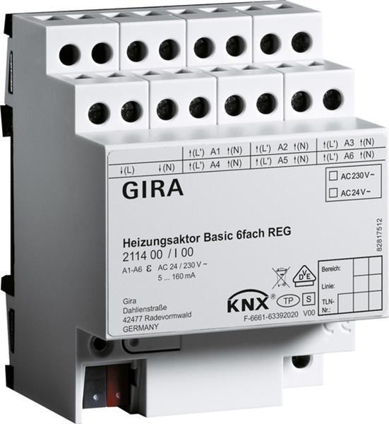 Gira Heizungsaktor Basic 6f KNX REG