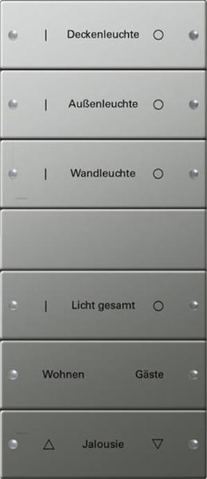 Gira Wippenset 6f (3+3) beschr. System 55 Edelstahl