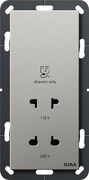 Gira Rasiersteckd. 115 - 230 V System 55 Edelstahl(lack.)