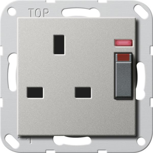 Gira Steckdose BS 13 A gesch. Kontroll + SH System 55 Edelstahl(lack.)