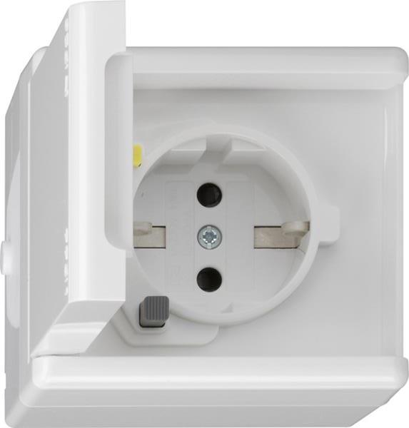 Gira FI-Schutzsteckd. 30 mA KD + SP WG Aufputz Reinweiß