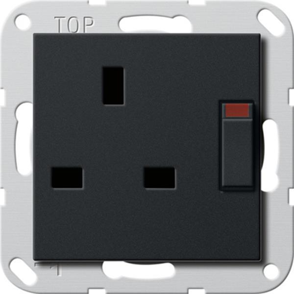 Gira Steckdose BS 13 A gesch. + SH  System 55 Schwarz m