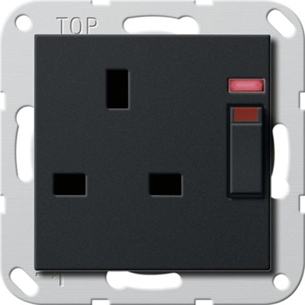 Gira Steckdose BS 13 A gesch. Kontroll + SH System 55 Schwarz m