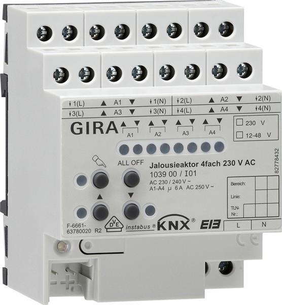 Gira Jalousieaktor 4f AC 230 V Hand KNX REG