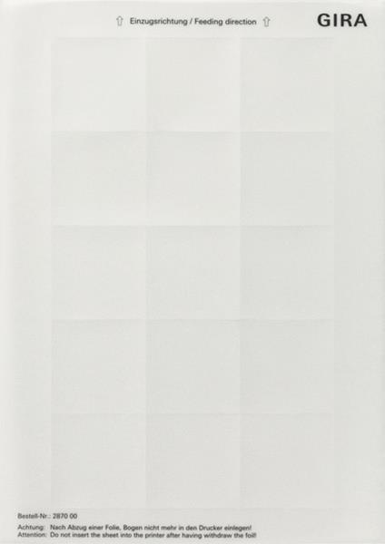Gira Beschriftungsbögen 51 x 51 mm Zubehör Klar
