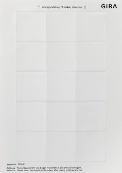 Gira Beschriftungsbögen 51 x 51 mm Zubehör Reinweiß