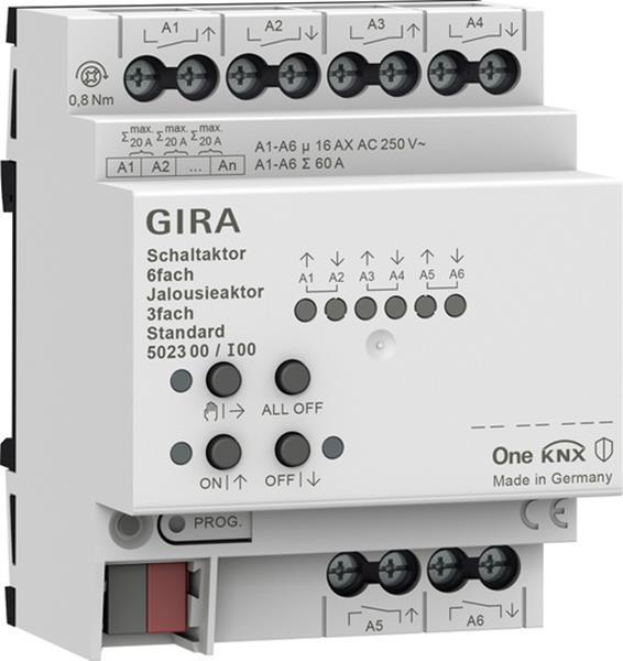 Gira Schalt-/Jalousieaktor 6f/3f 16 A Std OneKNX REG