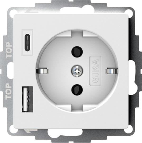 Gira SCHUKO SP USB-Spannungsvers. 2f Typ A/C System 55 Reinweiß m