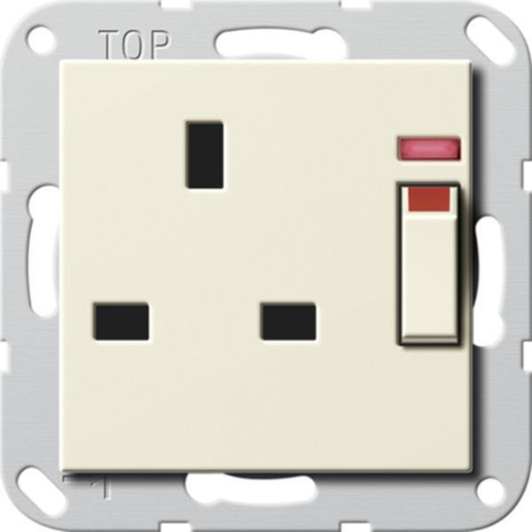 Gira Steckdose BS 13 A gesch. Kontroll + SH System 55 Cremeweiß