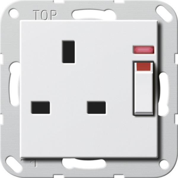 Gira Steckdose BS 13 A gesch. Kontroll + SH System 55 Reinweiß