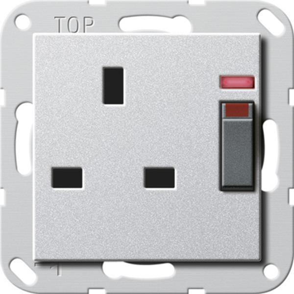 Gira Steckdose BS 13 A gesch. Kontroll + SH System 55 F Alu