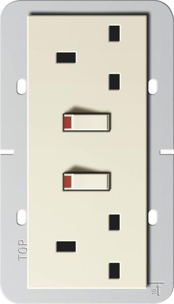 Gira 2f-Steckdose BS 13 A gesch. + SH System 55 BS 80 Cremeweiß