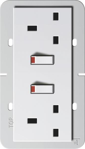 Gira 2f-Steckdose BS 13 A gesch. + SH System 55 BS 80 Reinweiß