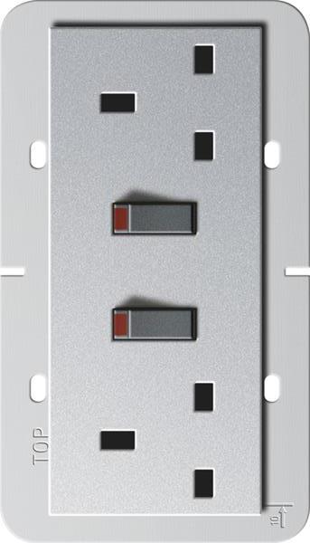 Gira 2f-Steckdose BS 13 A gesch. + SH System 55 BS 80 F Alu