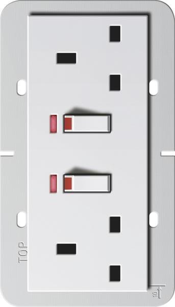 Gira 2f-Steckdose BS 13 A gesch. Kontroll + SH System 55 BS 80 Reinweiß