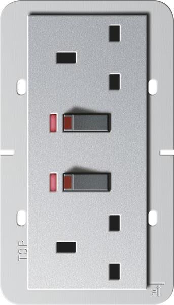 Gira 2f-Steckdose BS 13 A gesch. Kontroll + SH System 55 BS 80 F Alu