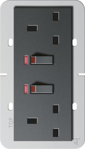 Gira 2f-Steckdose BS 13 A gesch. Kontroll + SH System 55 BS 80 Anthrazit