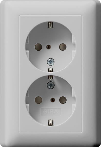 Gira 2f-SCHUKO-Steckdose SP + Vollpl. System 55 Grau m