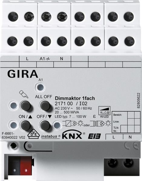 Gira Dimmaktor 1f 500 W/VA KNX REG
