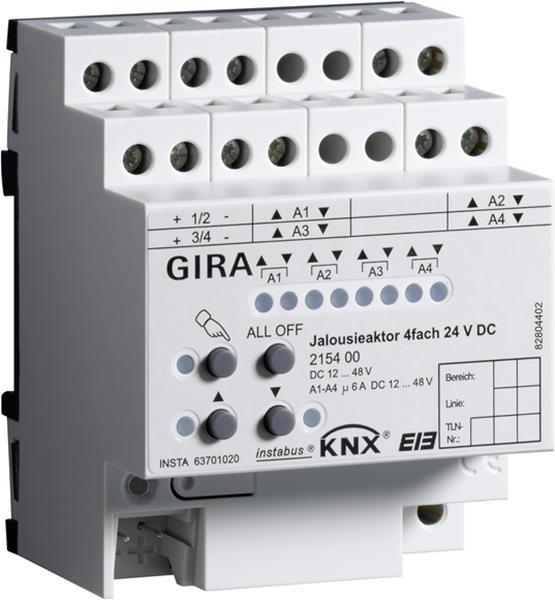Gira Jalousieaktor 4f DC 24 V Hand KNX REG