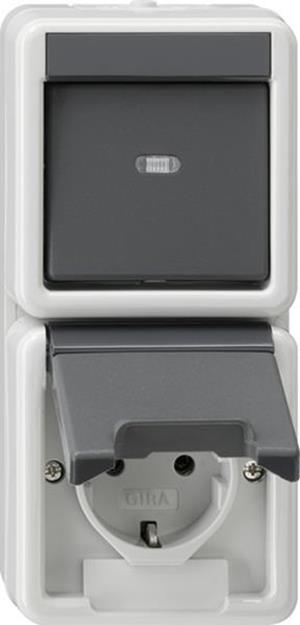 Gira Kombi AusWe/SCHUKO-Steckd. senkr. KD WG AP Grau
