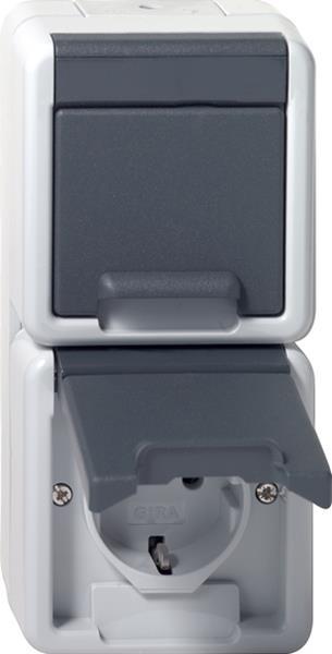 Gira 2f-SCHUKO-Steckd. senkr. KD WG AP Grau