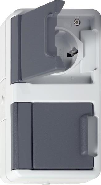 Gira 2f-SCHUKO-Steckd. waager. KD WG AP Grau