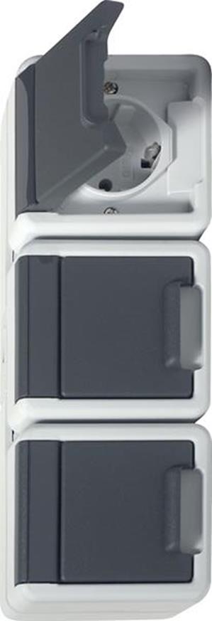 Gira 3f-SCHUKO-Steckdose waager. KD WG Aufputz Grau