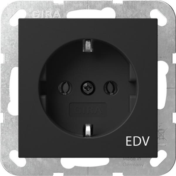 Gira SCHUKO-Steckd. Aufdruck EDV System 55 Schwarz m