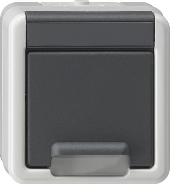 Gira SCHUKO-Steckdose KD + SP WG Aufputz Grau