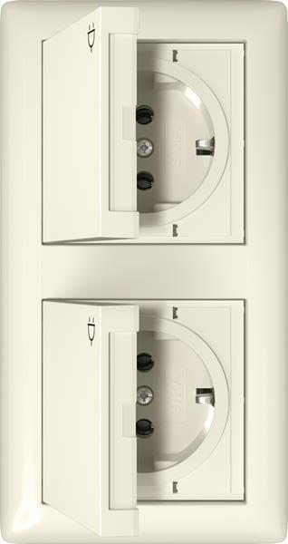 Gira SCHUKO-Steckdose KD + Set IP44 + Rahmen 2f Gira Standard 55 Cremeweiß Gira SCHUKO-Steckdose KD + Set IP44 + Rahmen 2f Gira Standard 55 Cremeweiß