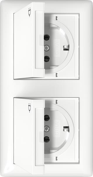 Gira SCHUKO-Steckd. KD + Set IP44 + Rahmen 2f Standard 55 Reinweiß