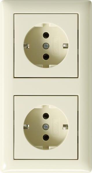Gira SCHUKO-Steckdose 2f verdr. + Rahmen Gira Standard 55 Cremeweiß