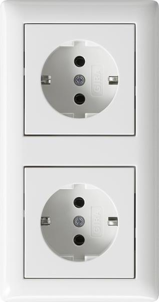 Gira SCHUKO-Steckdose 2f verdr. + Rahmen Gira Standard 55 Reinweiß