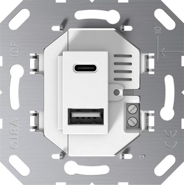 Gira USB-Spannungsvers. 2f Typ A/C Einsatz Weiß