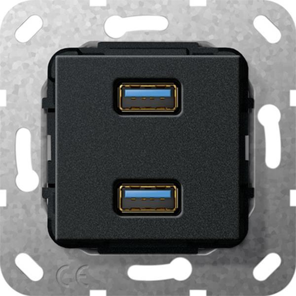 Gira USB 3.0 A 2f Kpl. Einsatz Schwarz m