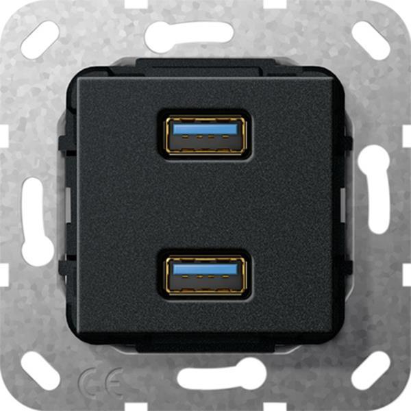 Gira USB 3.0 A 2f K-Peitsche Einsatz Schwarz m