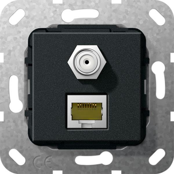 Gira MJ RJ45 Cat.6A 10 Gbit SAT-F-Buchse Kpl. Einsatz Schwarz m