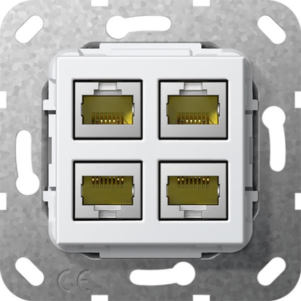 Gira MJ RJ45 Cat.6A 10 Gbit 4f Einsatz Reinweiß