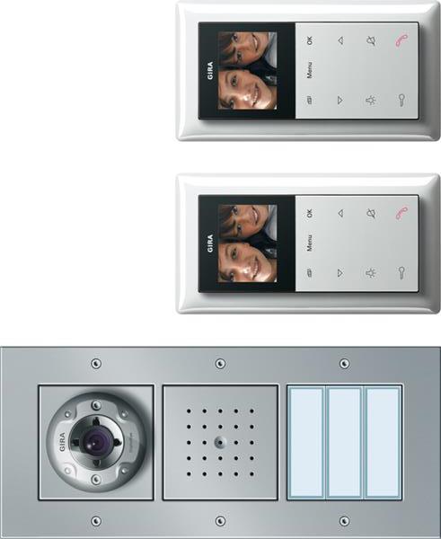 Gira Zweifamilienhaus-Paket Video Türsprechanlage F Alu