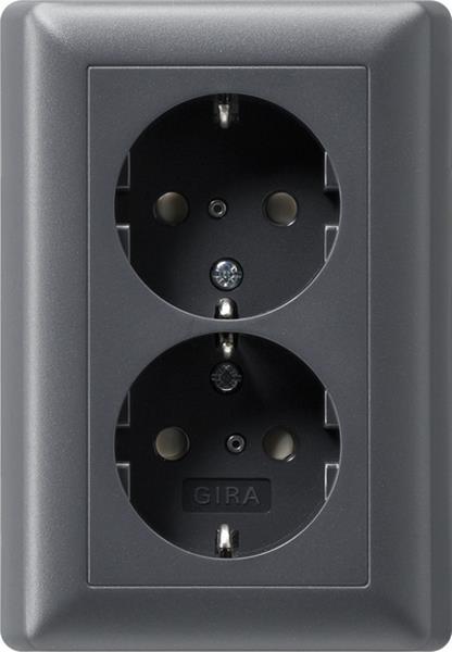 Gira 2f-SCHUKO-Steckdose SP + Vollpl. System 55 Anthrazit