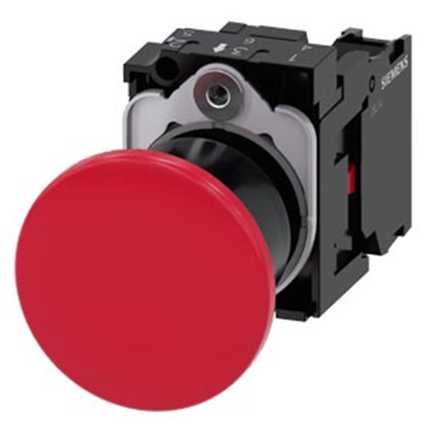 Pilzdrucktaster, 22mm, rund, Kunststoff, rot, 1Ö