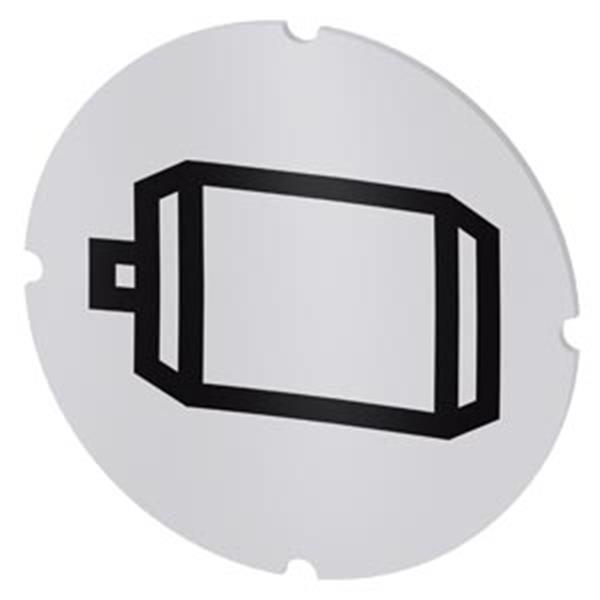 Einlegeschild für Leuchtdrucktaster, rund, milchig, Symbol: Elektromotor