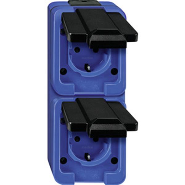 Merten SCHUKO-Doppel-Steckdose, senkrecht, blau, Schlafgest