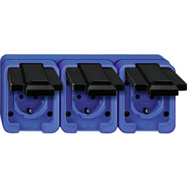 Merten SCHUKO-Dreifach-Steckdose, blau, Schlagfest