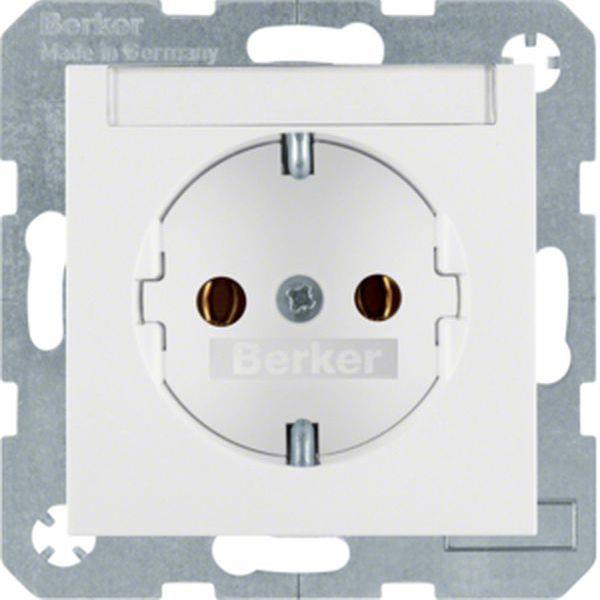 Berker SCHUKO UP Steckdose 1-fach mit Beschriftungsfeld S.1/B.3/B.7 polarweiß, g