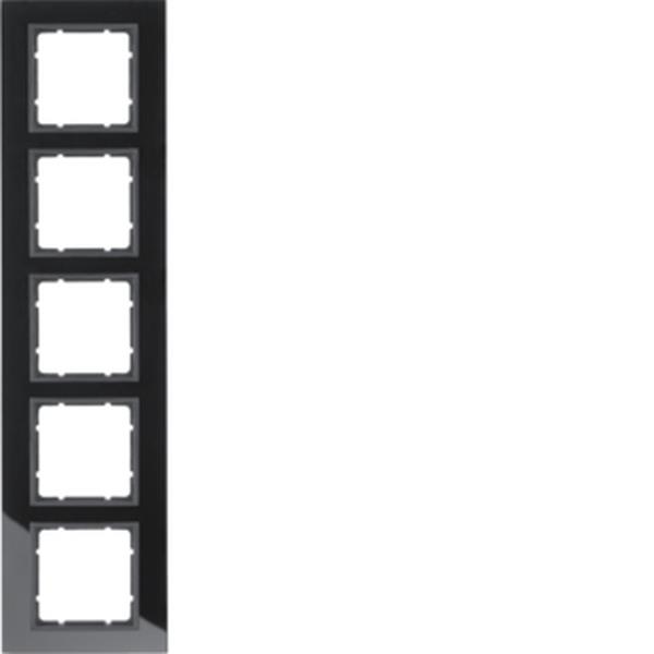 Berker Rahmen 5fach B.7 Glas schwarz