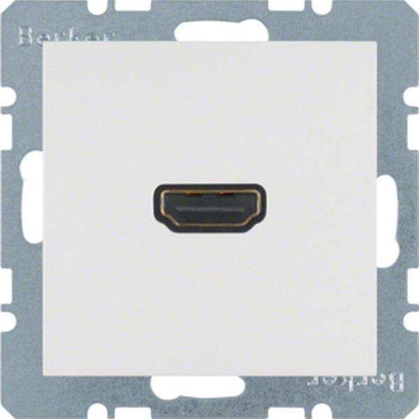 Berker HDMI Steckdose, Dose mit 90°-Steckanschluss S.1/B.3/B.7 polarweiß, glänze