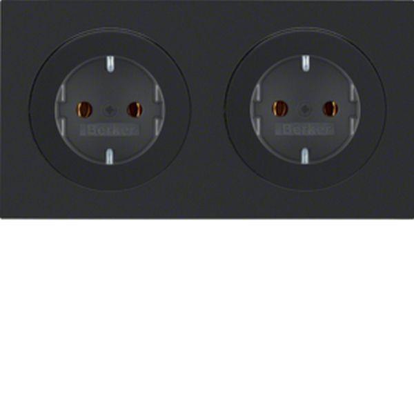 Berker Steckdosen-Kom SCHUKO 2f m Ra R.3 sw