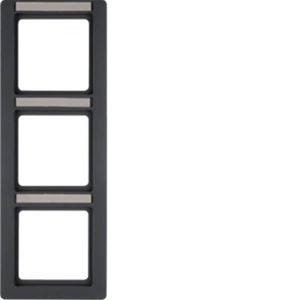 Berker Rahmen 3fach senk mit Beschrift. Q1 anth